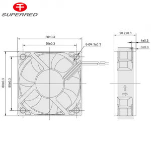 مروحة تبريد أسود DC 12V 60x60x20 لتنظيف الخزانة / الدافئ / الميكروويف